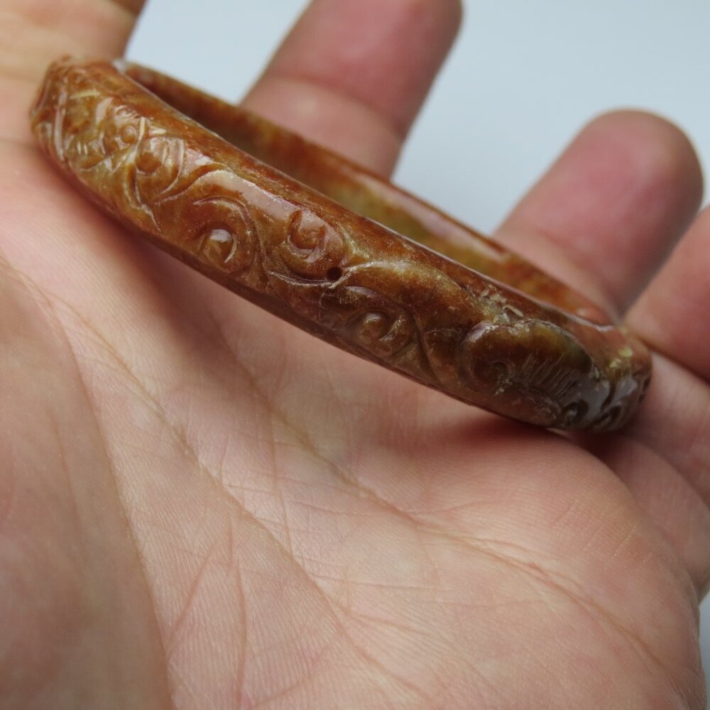"Hand Carved Jade bangle   50mm "